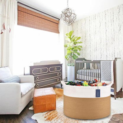 XXXLarge Woven Blanket & Laundry Basket, 87L, White & Gradient Brown