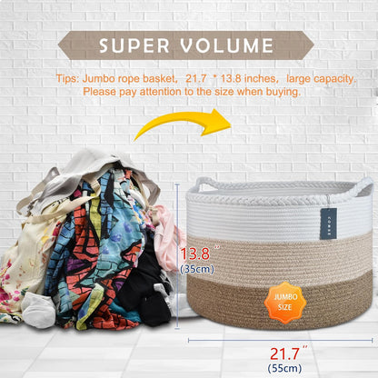 XXXLarge Woven Blanket & Laundry Basket, 87L, White & Gradient Brown