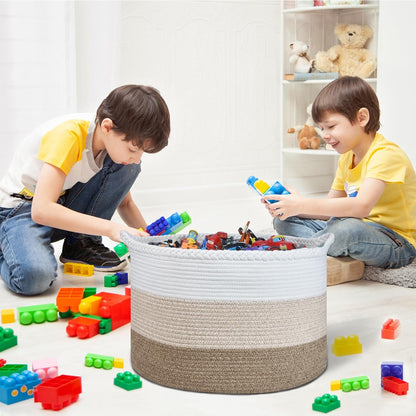 XXXLarge Woven Blanket & Laundry Basket, 87L, White & Gradient Brown