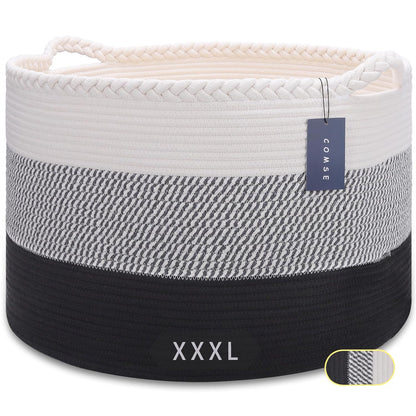 XXXLarge Woven Blanket & Laundry Basket, 87L, White & Gradient Brown