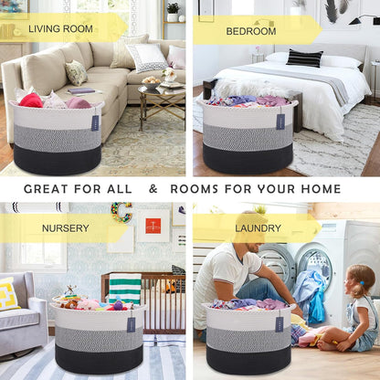 XXXLarge Woven Blanket & Laundry Basket, 87L, White & Gradient Brown