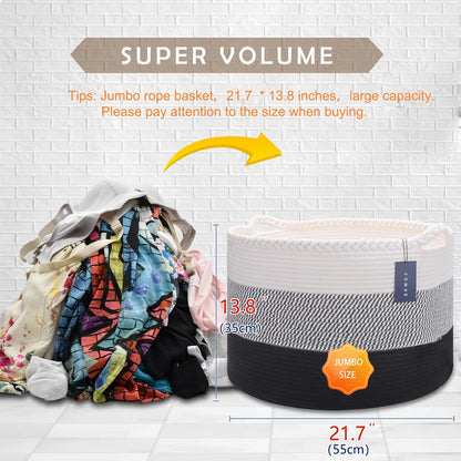 XXXLarge Woven Blanket & Laundry Basket, 87L, White & Gradient Brown