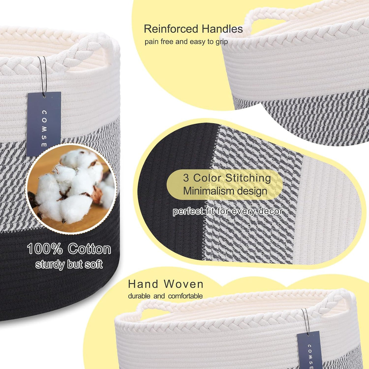 XXXLarge Woven Blanket & Laundry Basket, 87L, White & Gradient Brown