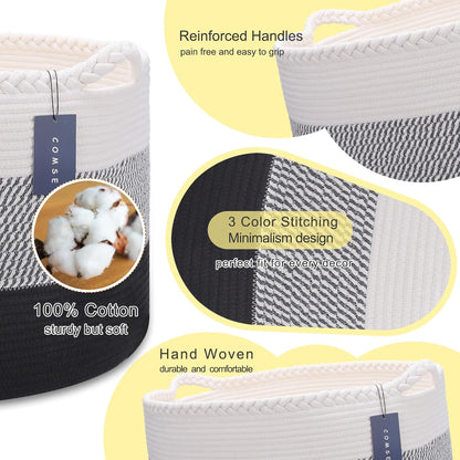 XXXLarge Woven Blanket & Laundry Basket, 87L, White & Gradient Brown