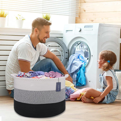 XXXLarge Woven Blanket & Laundry Basket, 87L, White & Gradient Brown