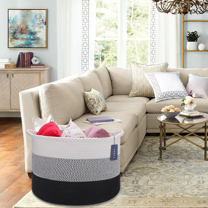 XXXLarge Woven Blanket & Laundry Basket, 87L, White & Gradient Brown