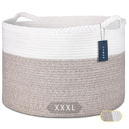 XXXLarge Woven Blanket & Laundry Basket, 87L, White & Gradient Brown