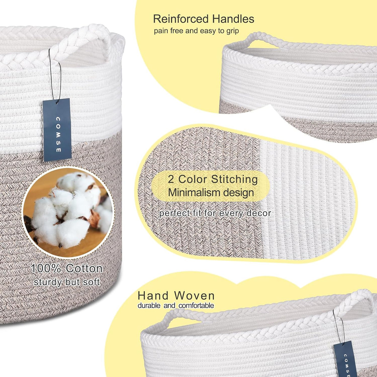 XXXLarge Woven Blanket & Laundry Basket, 87L, White & Gradient Brown
