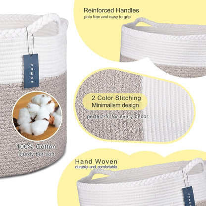 XXXLarge Woven Blanket & Laundry Basket, 87L, White & Gradient Brown