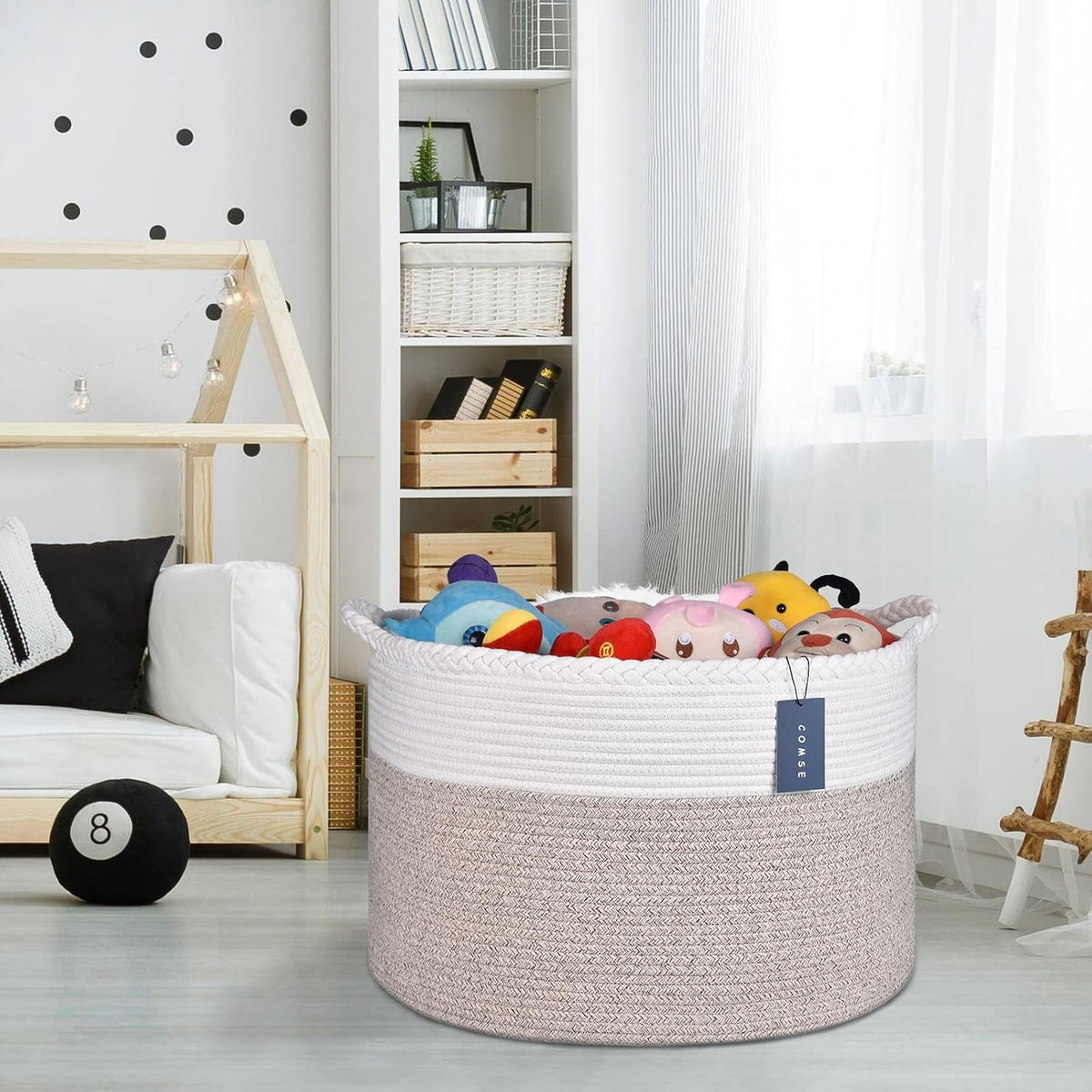XXXLarge Woven Blanket & Laundry Basket, 87L, White & Gradient Brown