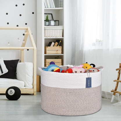 XXXLarge Woven Blanket & Laundry Basket, 87L, White & Gradient Brown