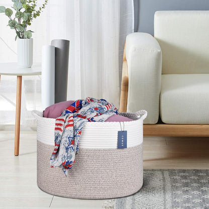 XXXLarge Woven Blanket & Laundry Basket, 87L, White & Gradient Brown