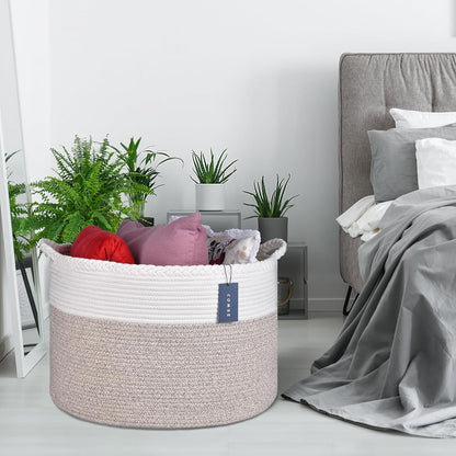 XXXLarge Woven Blanket & Laundry Basket, 87L, White & Gradient Brown