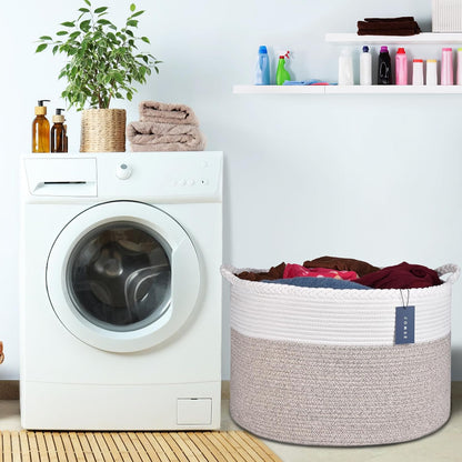XXXLarge Woven Blanket & Laundry Basket, 87L, White & Gradient Brown