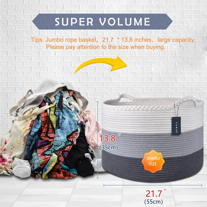 XXXLarge Woven Blanket & Laundry Basket, 87L, White & Gradient Brown