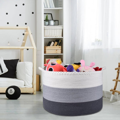 XXXLarge Woven Blanket & Laundry Basket, 87L, White & Gradient Brown