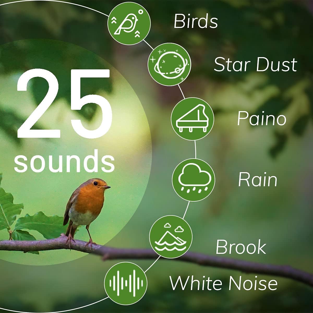 White Noise Machine 10 Colors Lights and 25 Soothing Sounds Sleep Sound Machine with 5 Timers with Memory Feature Portable Sound Machine for Baby Adults. (White)