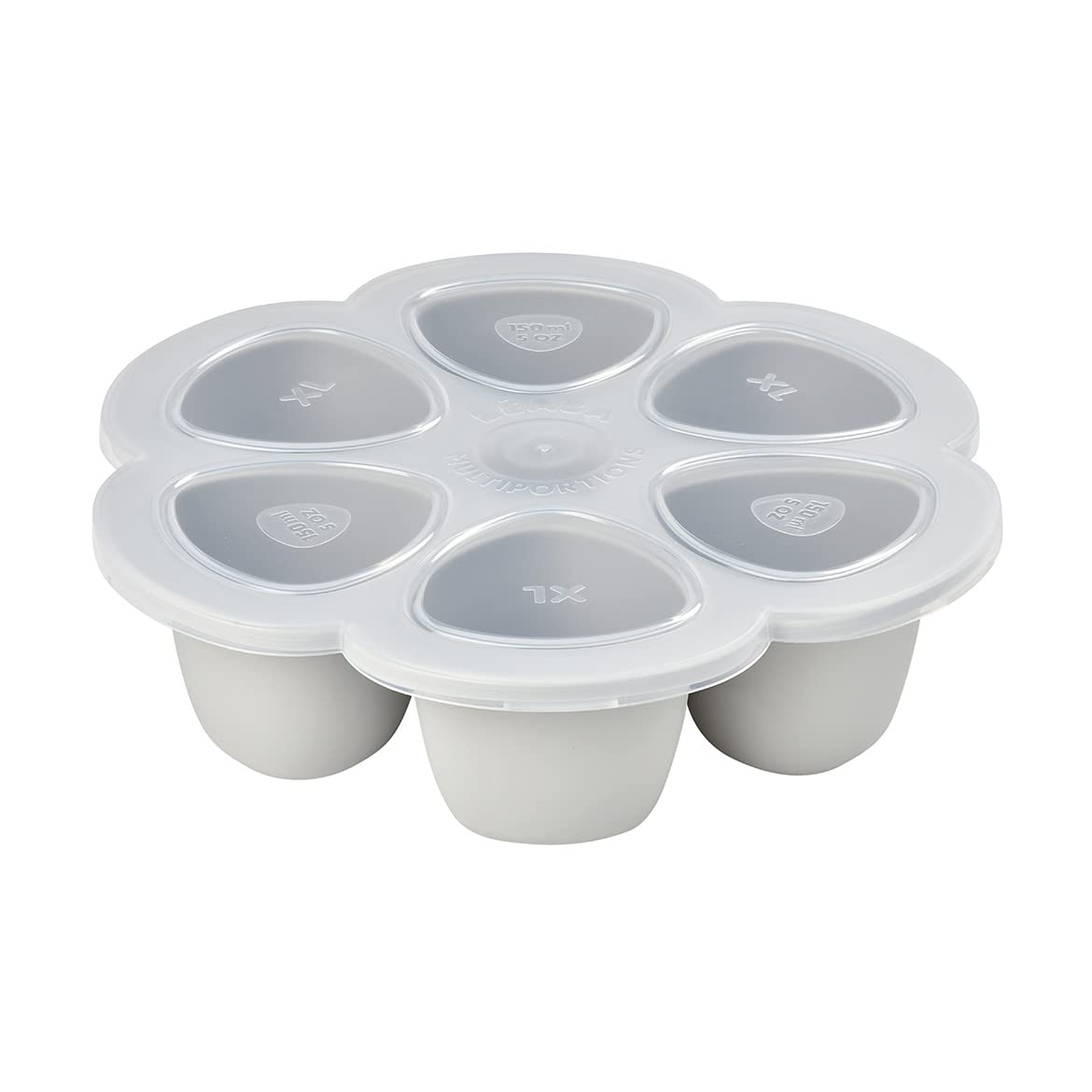 BEABA Multiportions Premium Quality Silicone Baby Food Storage Container, Baby Food Freezer Tray with Clip-On Lid, Oven and Freezer Safe, Made in Italy, Cloud, 5 oz