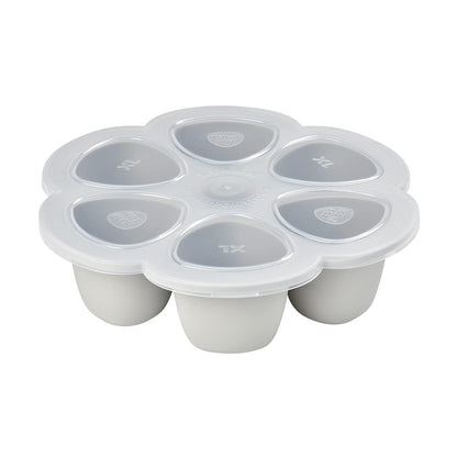 BEABA Multiportions Premium Quality Silicone Baby Food Storage Container, Baby Food Freezer Tray with Clip-On Lid, Oven and Freezer Safe, Made in Italy, Cloud, 5 oz