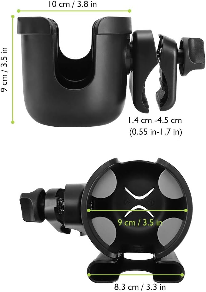 Stroller Cup Holder with Phone Holder, Bike Cup Holder, Universal Cup Holder for Uppababy Nuna Strollers, 2-in-1 Drinks Holder for Walker, Wheelchair, Scooter - Colors B