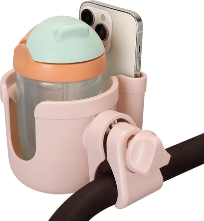 Stroller Cup Holder with Phone Holder, Bike Cup Holder, Universal Cup Holder for Uppababy Nuna Strollers, 2-in-1 Drinks Holder for Walker, Wheelchair, Scooter - Colors B