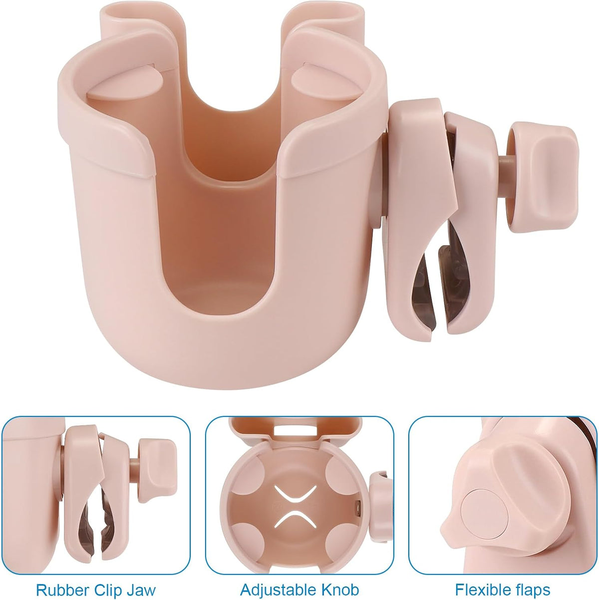 Stroller Cup Holder with Phone Holder, Bike Cup Holder, Universal Cup Holder for Uppababy Nuna Strollers, 2-in-1 Drinks Holder for Walker, Wheelchair, Scooter - Colors B