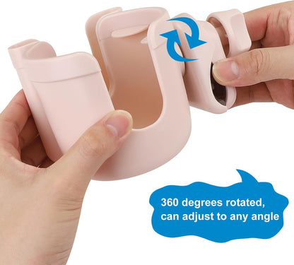 Stroller Cup Holder with Phone Holder, Bike Cup Holder, Universal Cup Holder for Uppababy Nuna Strollers, 2-in-1 Drinks Holder for Walker, Wheelchair, Scooter - Colors B