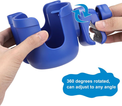 Stroller Cup Holder with Phone Holder, Bike Cup Holder, Universal Cup Holder for Uppababy Nuna Strollers, 2-in-1 Drinks Holder for Walker, Wheelchair, Scooter - Colors B