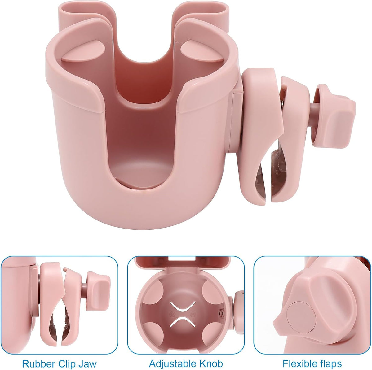 Stroller Cup Holder with Phone Holder, Bike Cup Holder, Universal Cup Holder for Uppababy Nuna Strollers, 2-in-1 Drinks Holder for Walker, Wheelchair, Scooter - Colors B