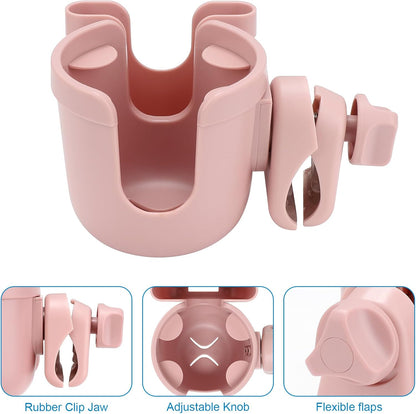 Stroller Cup Holder with Phone Holder, Bike Cup Holder, Universal Cup Holder for Uppababy Nuna Strollers, 2-in-1 Drinks Holder for Walker, Wheelchair, Scooter - Colors B