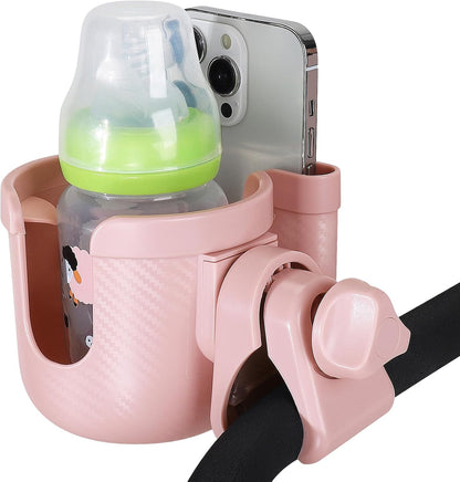 Stroller Cup Holder with Phone Holder, Bike Cup Holder, Universal Cup Holder for Uppababy Nuna Strollers, 2-in-1 Drinks Holder for Walker, Wheelchair, Scooter - Colors B