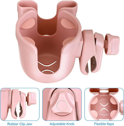 Stroller Cup Holder with Phone Holder, Bike Cup Holder, Universal Cup Holder for Uppababy Nuna Strollers, 2-in-1 Drinks Holder for Walker, Wheelchair, Scooter - Colors B