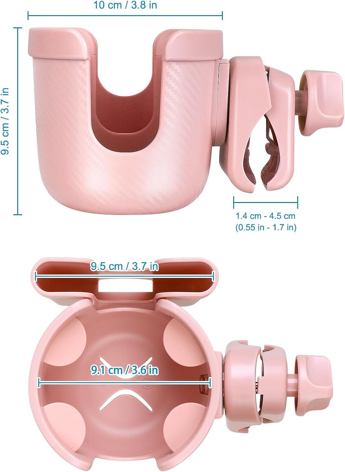 Stroller Cup Holder with Phone Holder, Bike Cup Holder, Universal Cup Holder for Uppababy Nuna Strollers, 2-in-1 Drinks Holder for Walker, Wheelchair, Scooter - Colors B