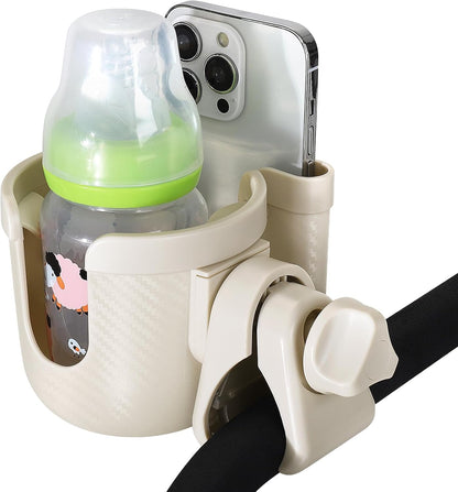 Stroller Cup Holder with Phone Holder, Bike Cup Holder, Universal Cup Holder for Uppababy Nuna Strollers, 2-in-1 Drinks Holder for Walker, Wheelchair, Scooter - Colors B