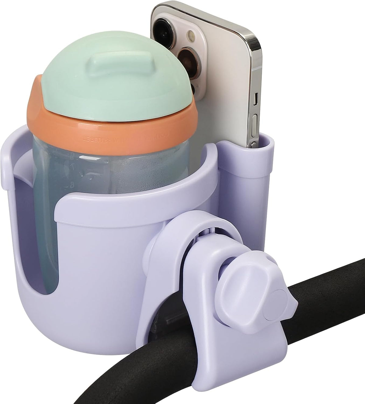 Stroller Cup Holder with Phone Holder, Bike Cup Holder, Universal Cup Holder for Uppababy Nuna Strollers, 2-in-1 Drinks Holder for Walker, Wheelchair, Scooter - Colors B