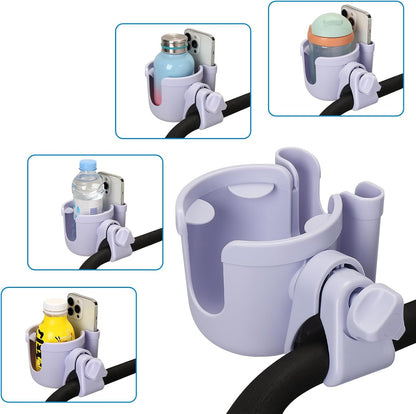 Stroller Cup Holder with Phone Holder, Bike Cup Holder, Universal Cup Holder for Uppababy Nuna Strollers, 2-in-1 Drinks Holder for Walker, Wheelchair, Scooter - Colors B