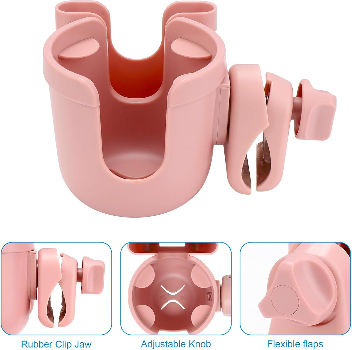 Stroller Cup Holder with Phone Holder, Bike Cup Holder, Universal Cup Holder for Uppababy Nuna Strollers, 2-in-1 Drinks Holder for Walker, Wheelchair, Scooter - Colors B