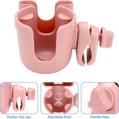 Stroller Cup Holder with Phone Holder, Bike Cup Holder, Universal Cup Holder for Uppababy Nuna Strollers, 2-in-1 Drinks Holder for Walker, Wheelchair, Scooter - Colors B