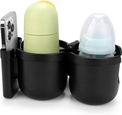 Stroller Cup Holder with Phone Holder, Bike Cup Holder, Universal Cup Holder for Uppababy Nuna Strollers, 2-in-1 Drinks Holder for Walker, Wheelchair, Scooter - Colors B