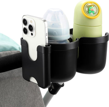 Stroller Cup Holder with Phone Holder, Bike Cup Holder, Universal Cup Holder for Uppababy Nuna Strollers, 2-in-1 Drinks Holder for Walker, Wheelchair, Scooter - Colors B