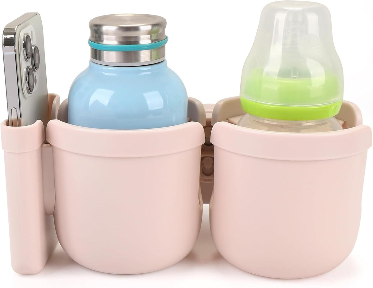 Stroller Cup Holder with Phone Holder, Bike Cup Holder, Universal Cup Holder for Uppababy Nuna Strollers, 2-in-1 Drinks Holder for Walker, Wheelchair, Scooter - Colors B