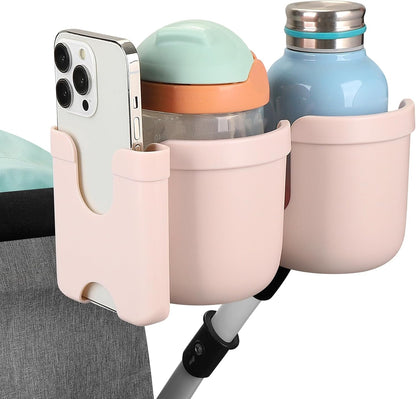 Stroller Cup Holder with Phone Holder, Bike Cup Holder, Universal Cup Holder for Uppababy Nuna Strollers, 2-in-1 Drinks Holder for Walker, Wheelchair, Scooter - Colors B