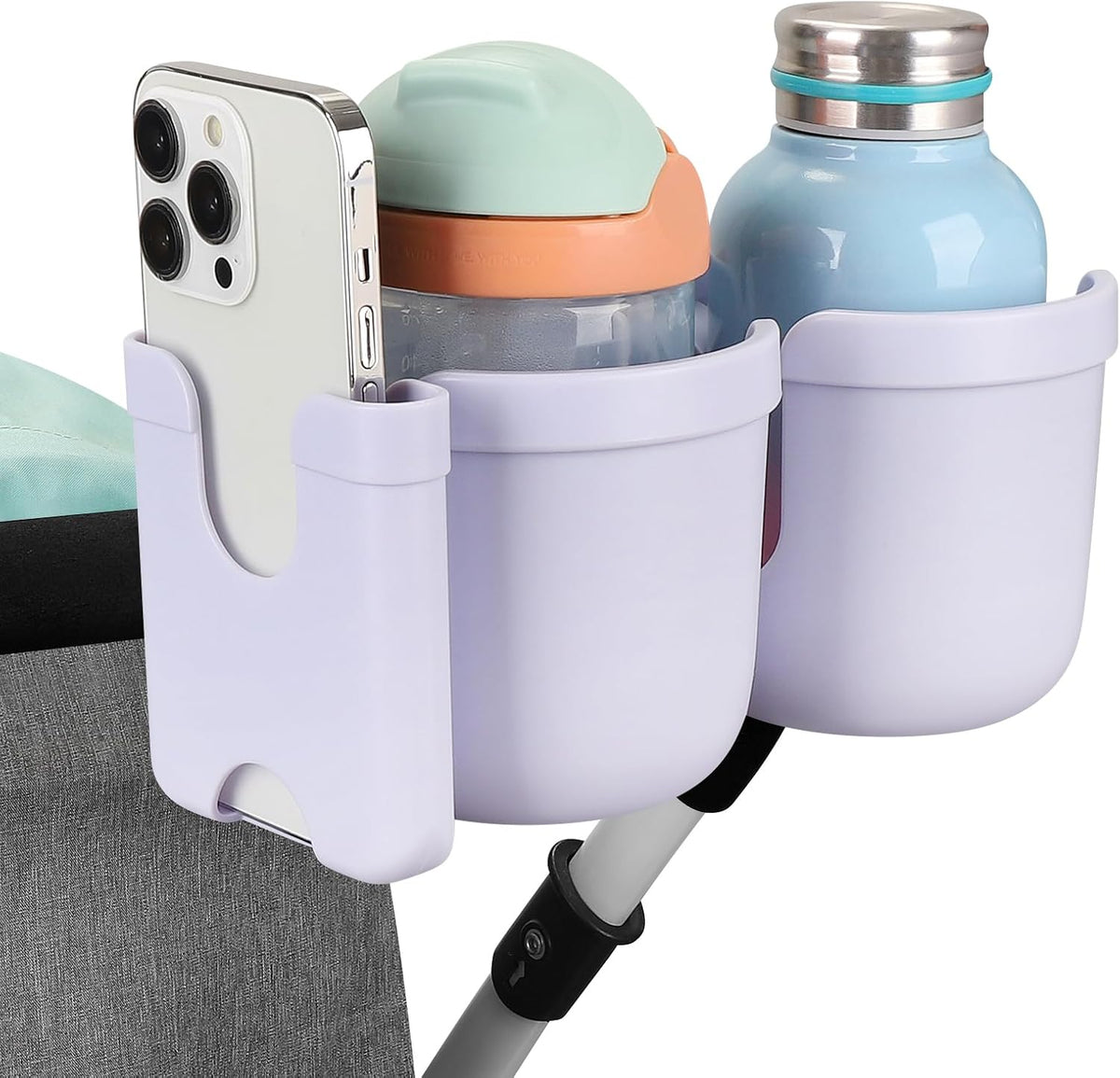 Stroller Cup Holder with Phone Holder, Bike Cup Holder, Universal Cup Holder for Uppababy Nuna Strollers, 2-in-1 Drinks Holder for Walker, Wheelchair, Scooter - Colors B