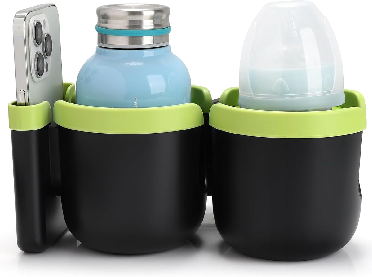 Stroller Cup Holder with Phone Holder, Bike Cup Holder, Universal Cup Holder for Uppababy Nuna Strollers, 2-in-1 Drinks Holder for Walker, Wheelchair, Scooter - Colors B