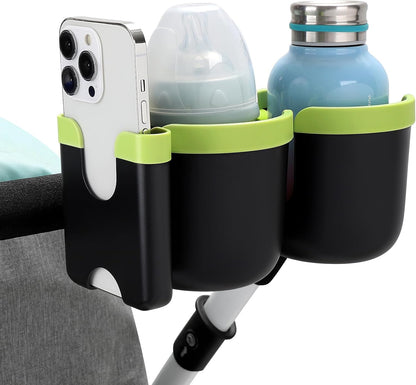 Stroller Cup Holder with Phone Holder, Bike Cup Holder, Universal Cup Holder for Uppababy Nuna Strollers, 2-in-1 Drinks Holder for Walker, Wheelchair, Scooter - Colors B