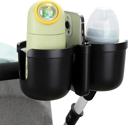 Stroller Cup Holder with Phone Holder, Bike Cup Holder, Universal Cup Holder for Uppababy Nuna Strollers, 2-in-1 Drinks Holder for Walker, Wheelchair, Scooter - Colors B