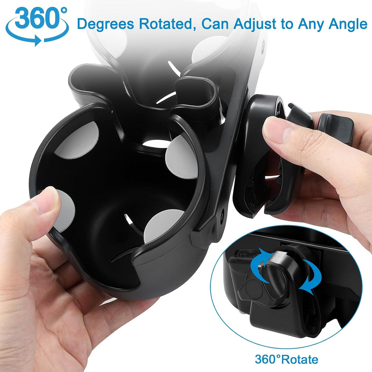 Stroller Cup Holder with Phone Holder, Bike Cup Holder, Universal Cup Holder for Uppababy Nuna Strollers, 2-in-1 Drinks Holder for Walker, Wheelchair, Scooter - Colors B