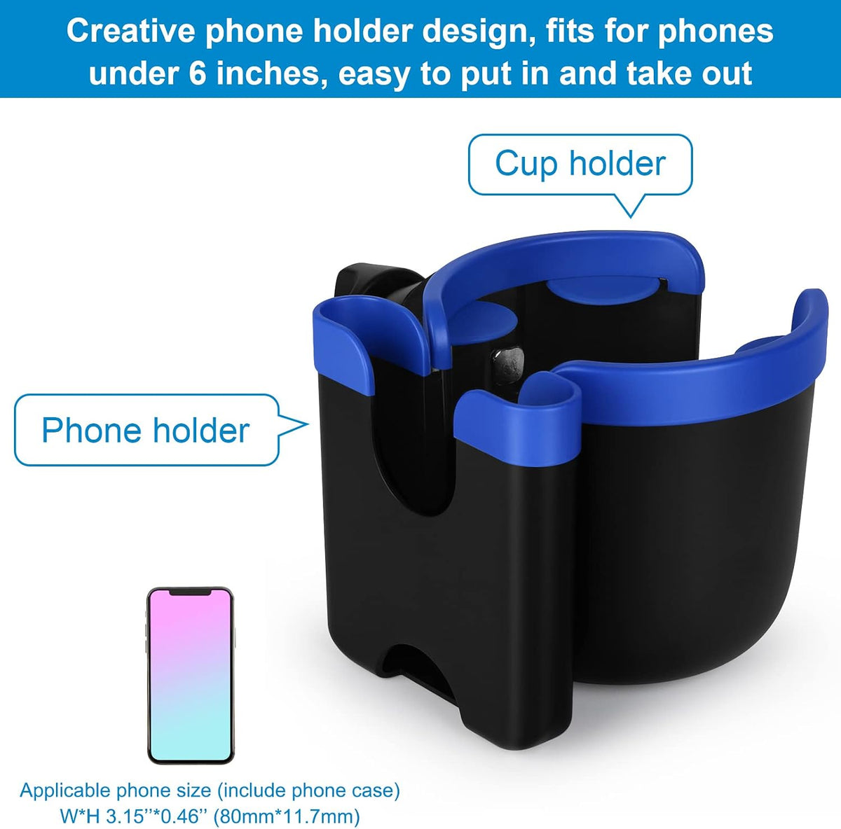 Stroller Cup Holder with Phone Holder, Bike Cup Holder, Universal Cup Holder for Uppababy Nuna Strollers, 2-in-1 Drinks Holder for Walker, Wheelchair, Scooter - Colors B