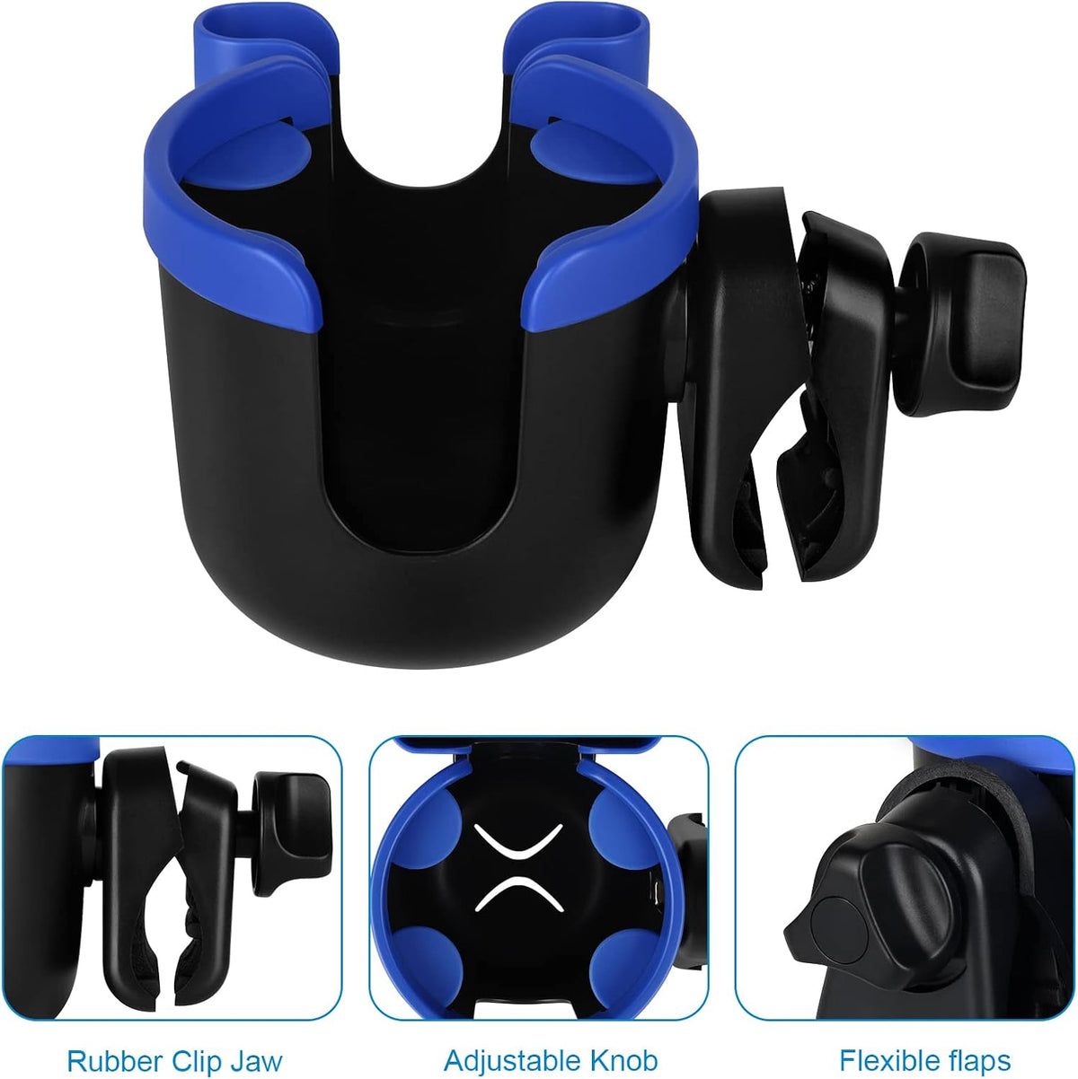 Stroller Cup Holder with Phone Holder, Bike Cup Holder, Universal Cup Holder for Uppababy Nuna Strollers, 2-in-1 Drinks Holder for Walker, Wheelchair, Scooter - Colors B
