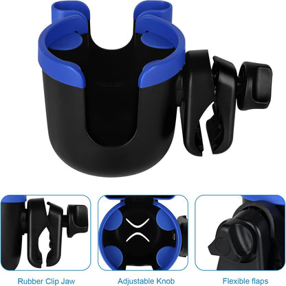 Stroller Cup Holder with Phone Holder, Bike Cup Holder, Universal Cup Holder for Uppababy Nuna Strollers, 2-in-1 Drinks Holder for Walker, Wheelchair, Scooter - Colors B
